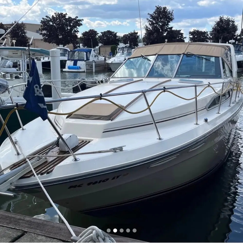 1985 Sea Ray 340 at the dock