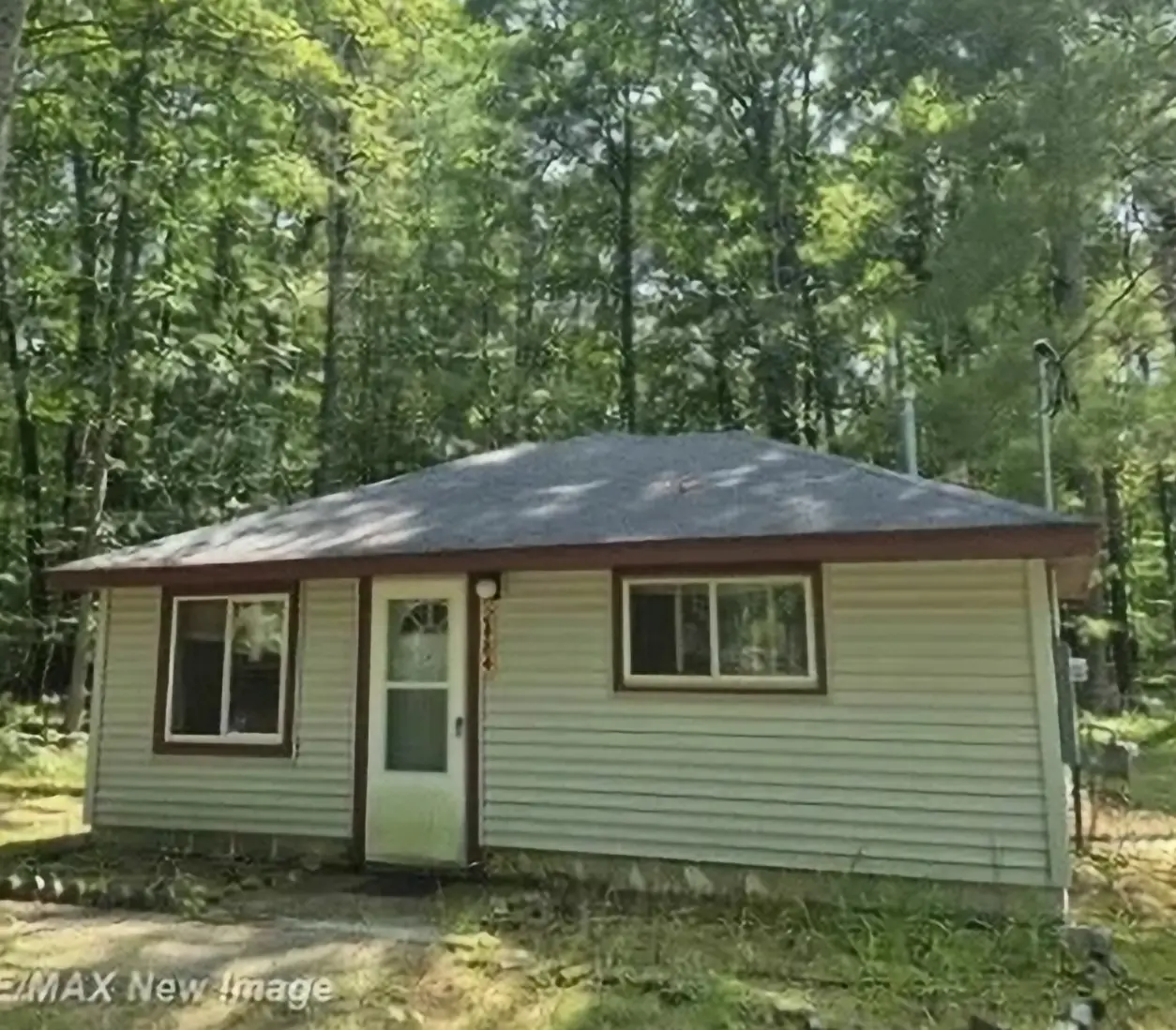 Small cabin surrounded by trees in Prescott, Michigan